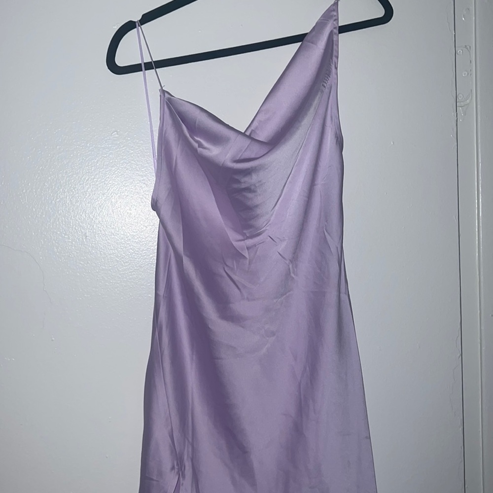 Accross one shoulder lilac dress